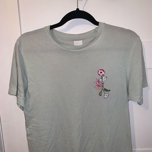 Rip N Dip light green floral cats tee